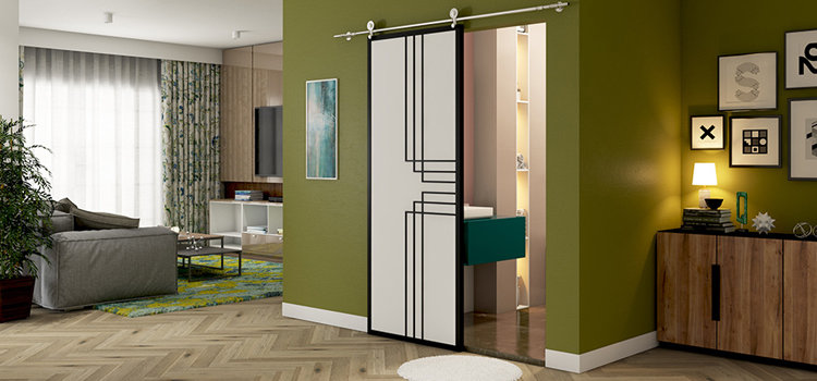 sliding bathroom door installation in Del Aire